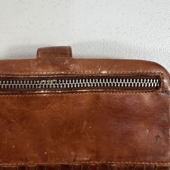 Valenca Holland Brown Woven Distressed Leather Wallet Credit Card ID Holder - Picture 5 of 13